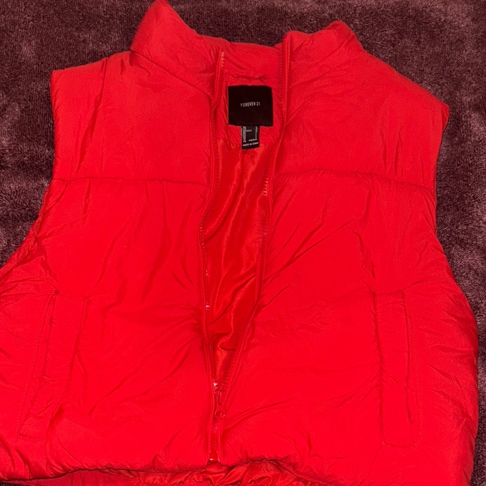 Forever 21 Bold Red Puffer Vest